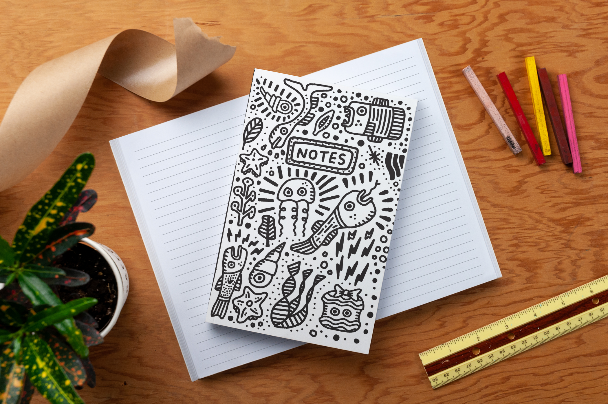Seascape Outlines Classic Layflat Notebook