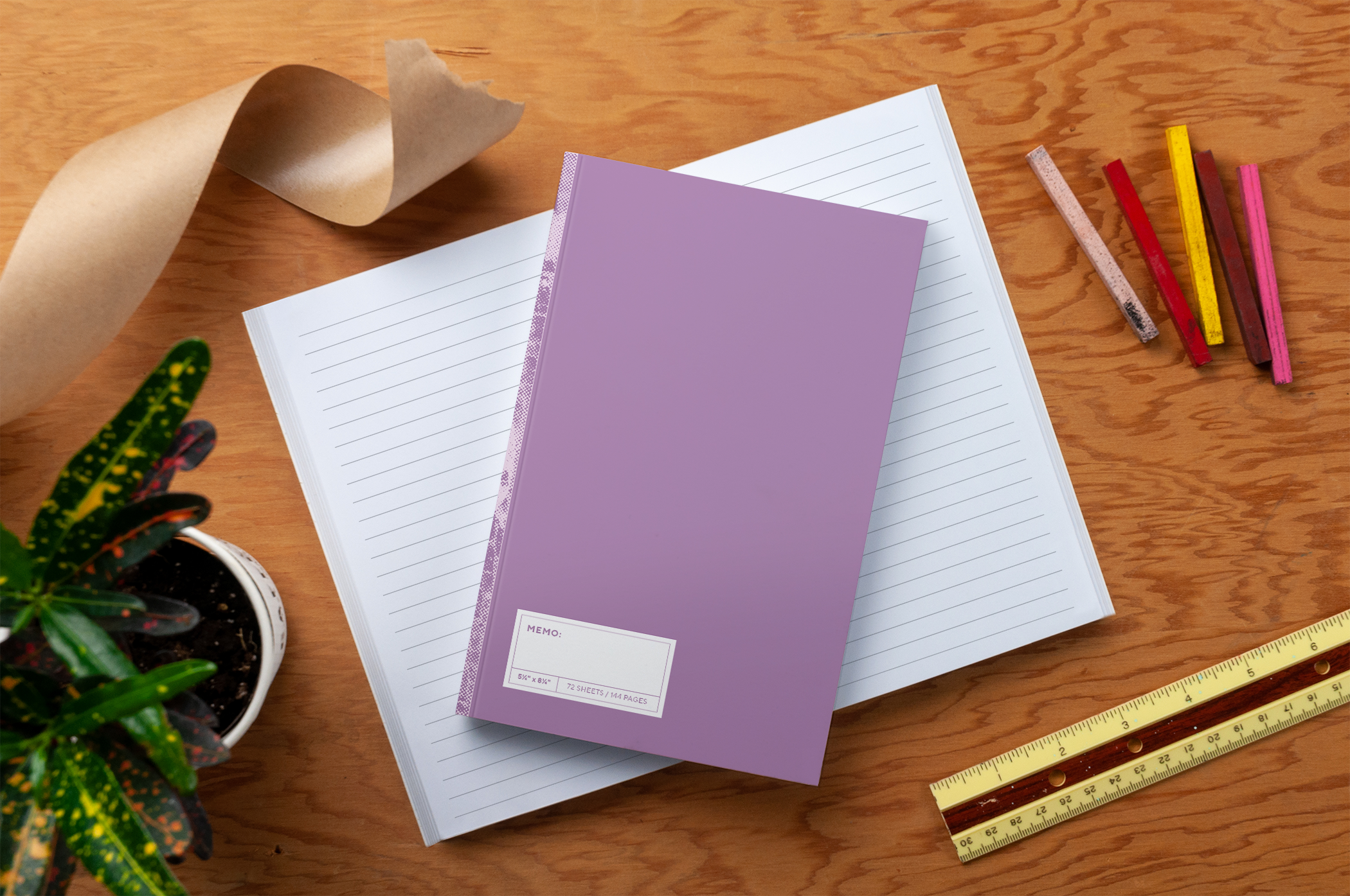 Purple Halftone Classic Layflat Notebook