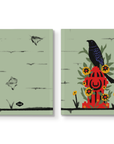 Bird On Hydrant Hardcover Notebook - Mixed Media