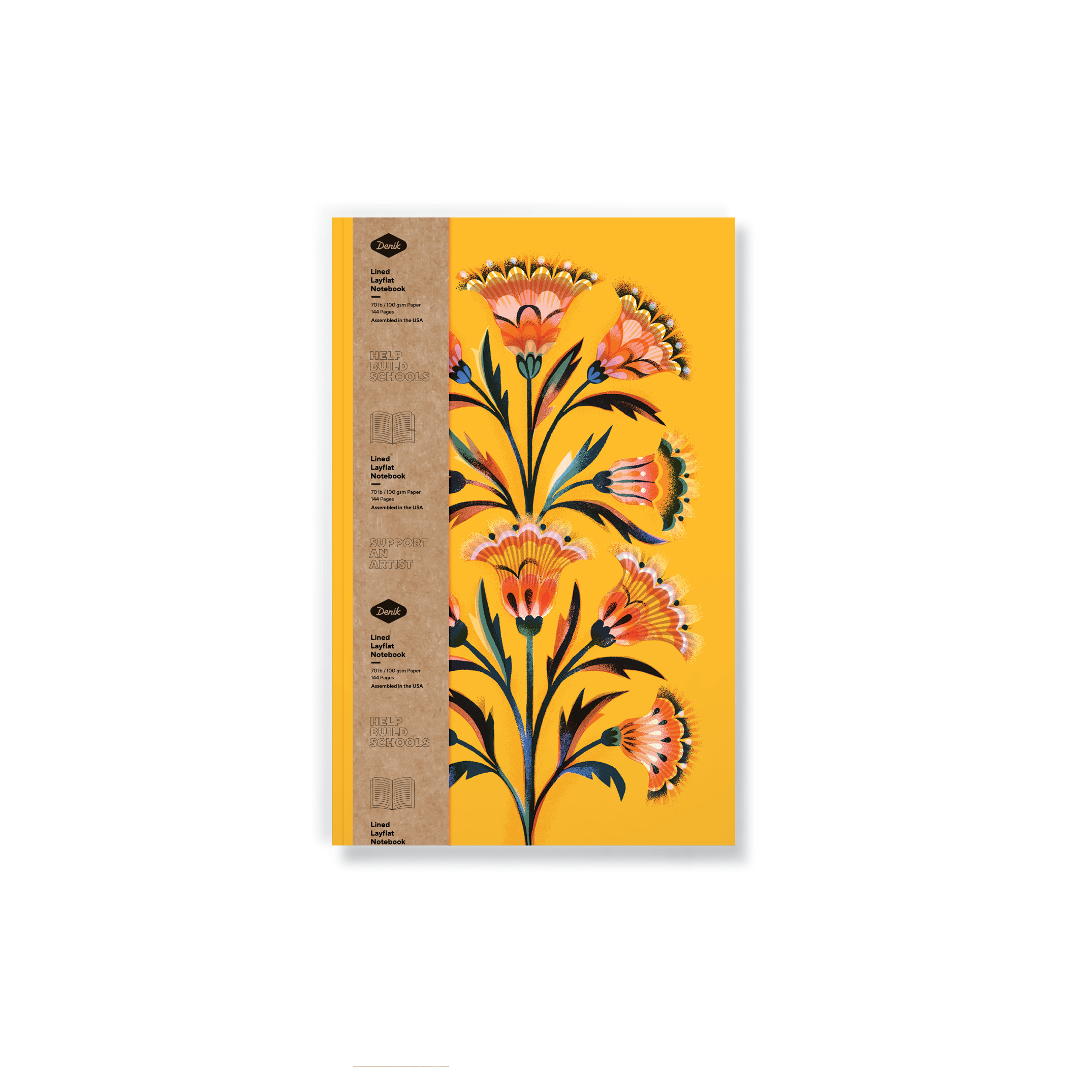Golden Floral Classic Layflat Notebook
