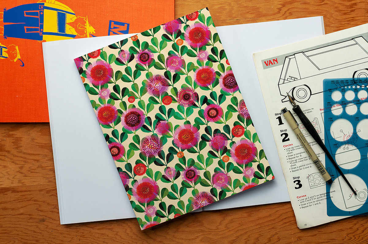 Hand Print Blooms Large Layflat Notebook
