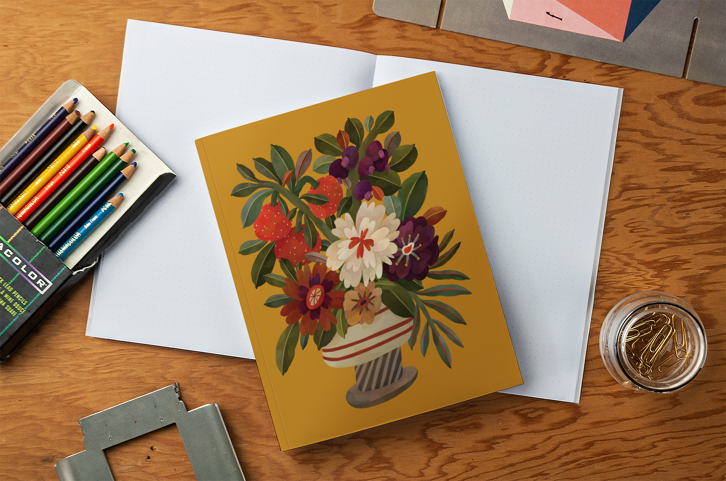 Autumnal Vase Medium Layflat Notebook