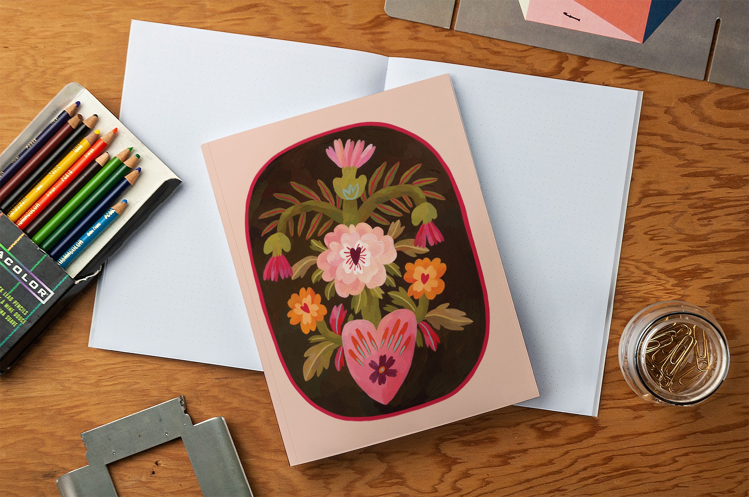 Blossoming Heart Medium Layflat Notebook