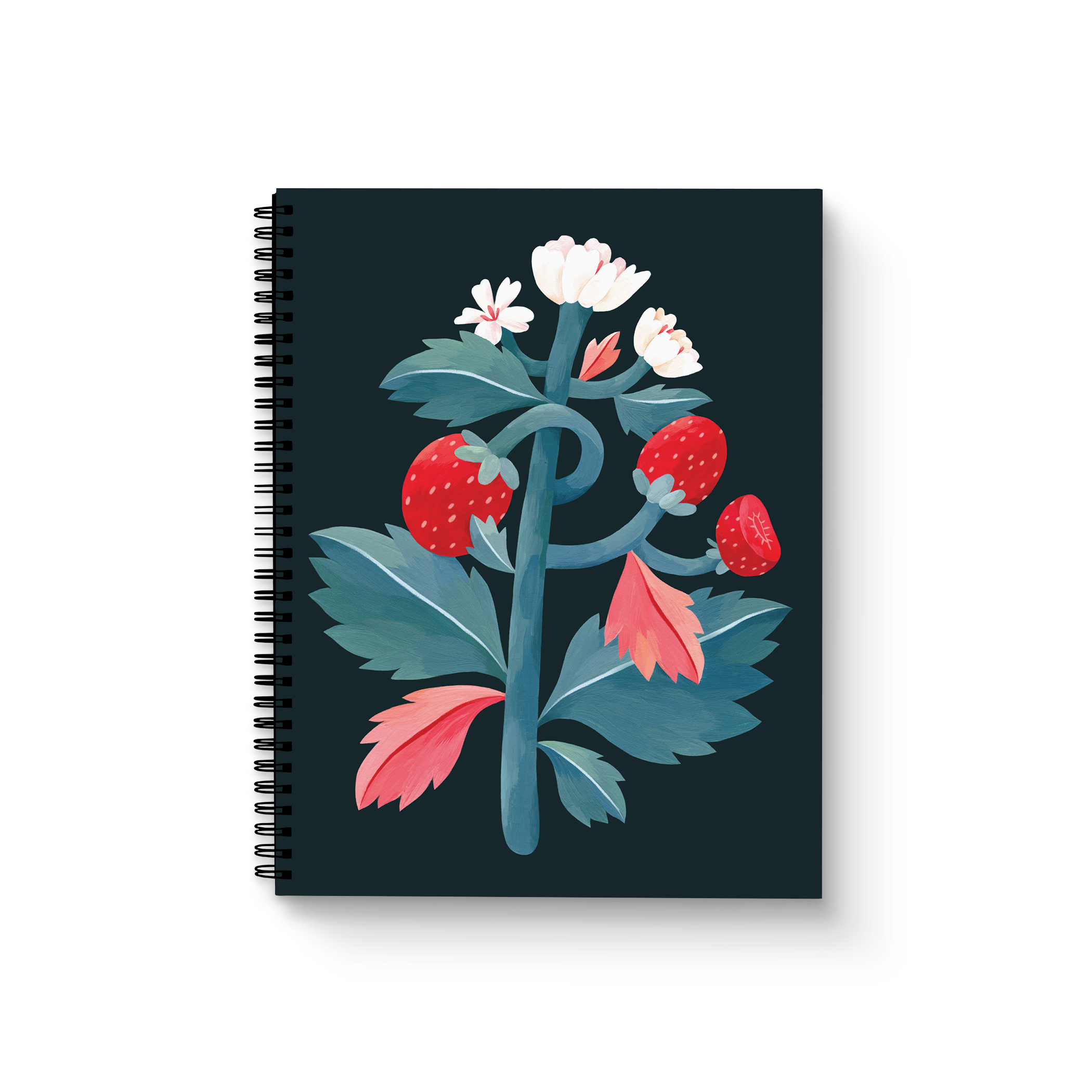 Strawberry Stalk Medium Wire-O Spiral Notebook