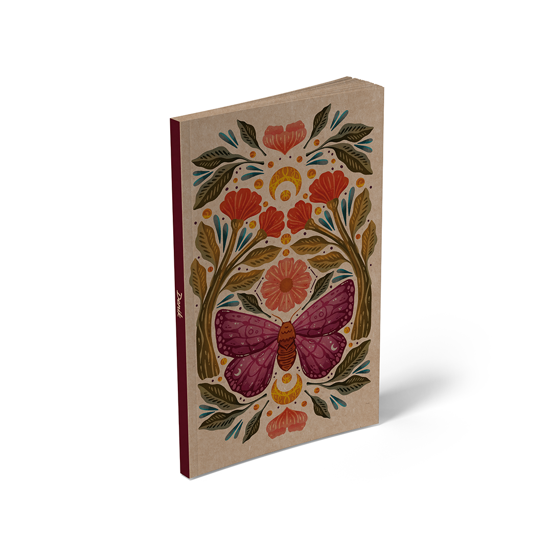 Purple Wings Kraft Layflat Notebook