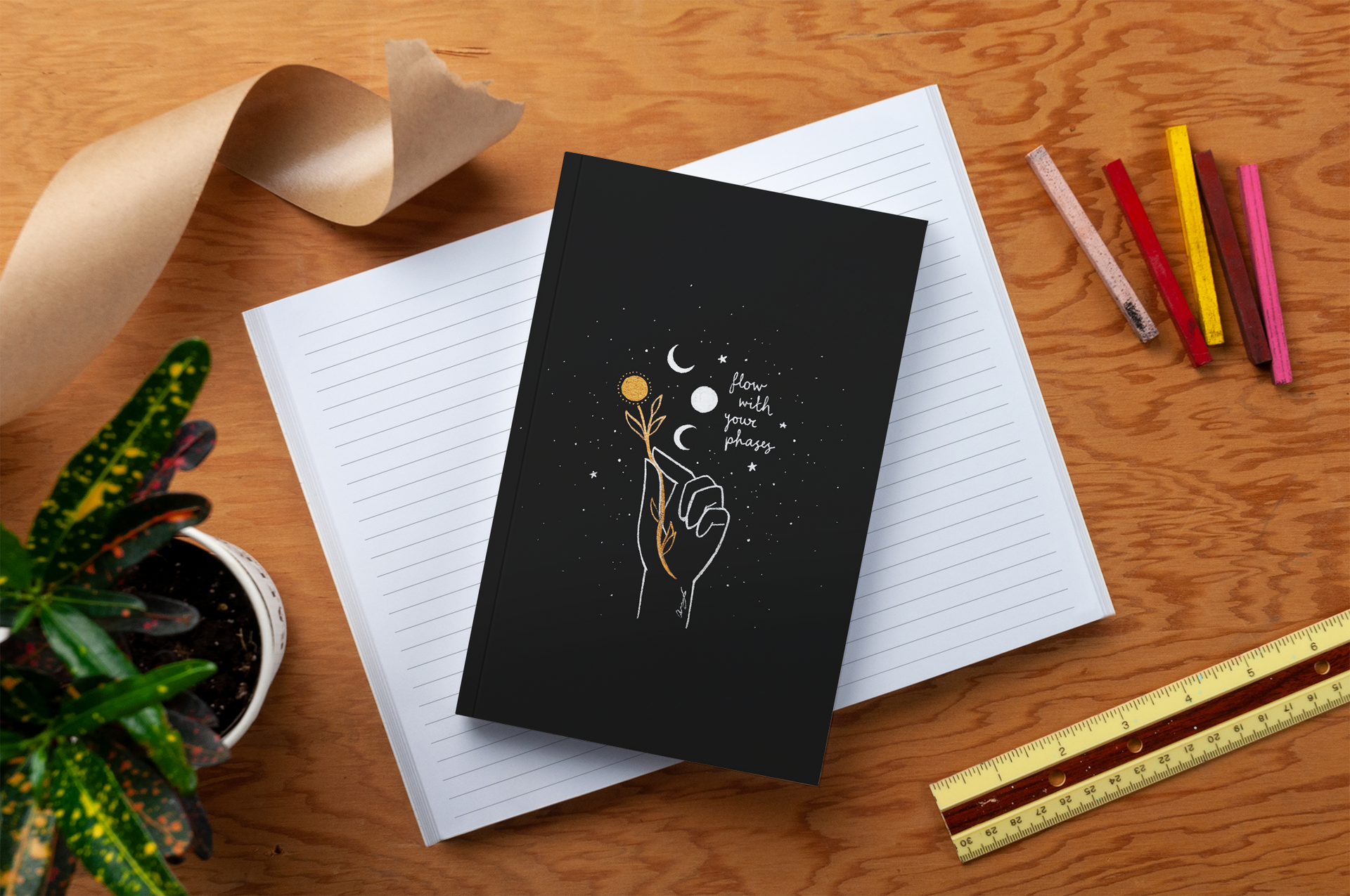 Flow With Your Phases Layflat Classic Notebook | Denik