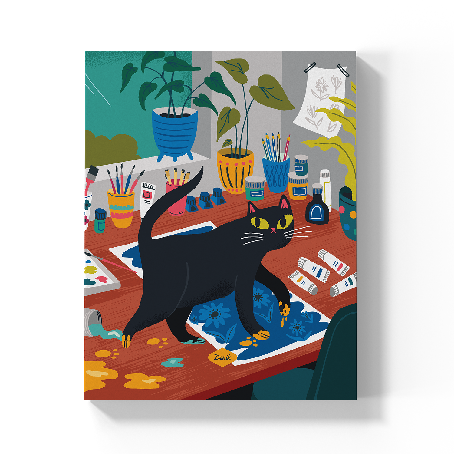 Art Cat Medium Layflat Notebook - Mixed Media