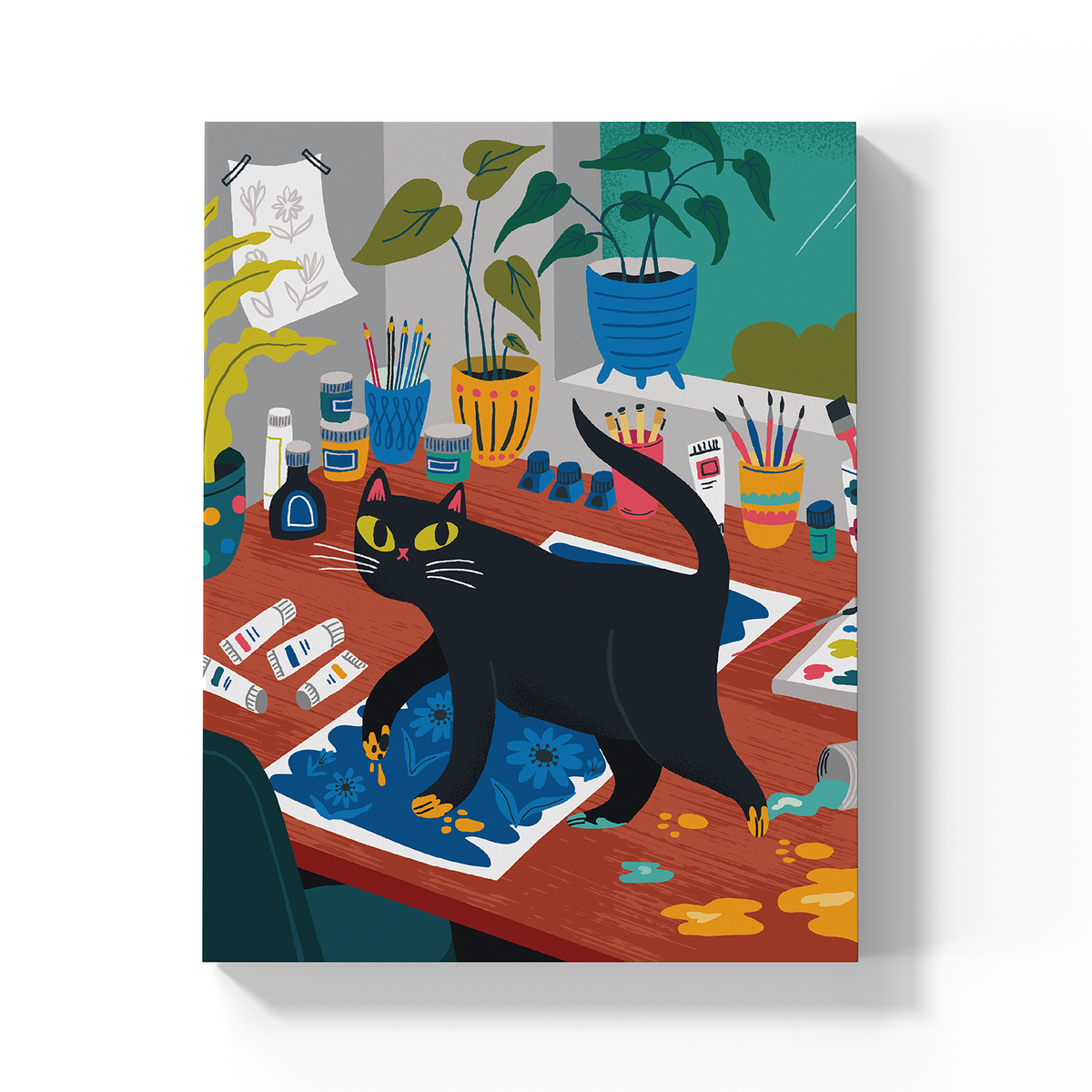 Art Cat Medium Layflat Notebook - Mixed Media
