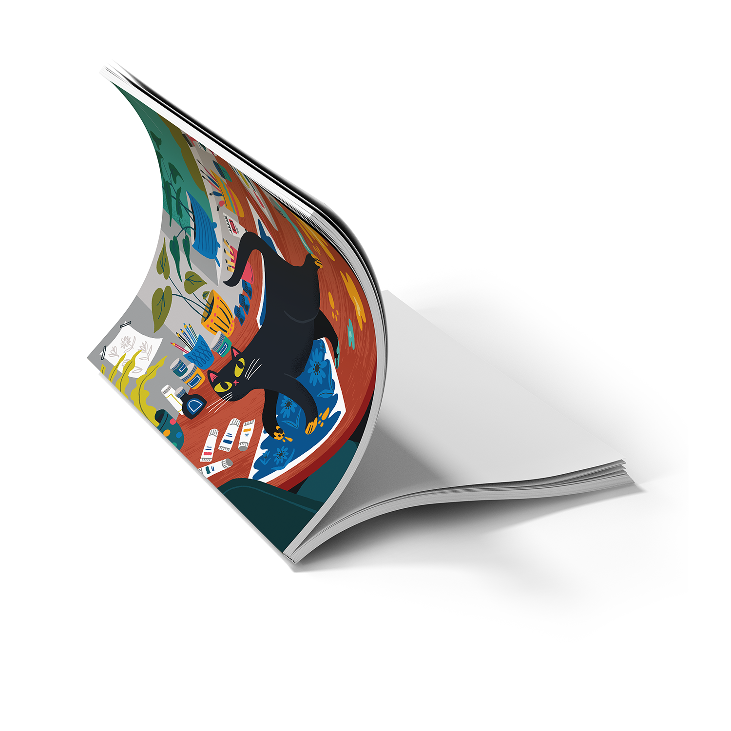 Art Cat Medium Layflat Notebook - Mixed Media