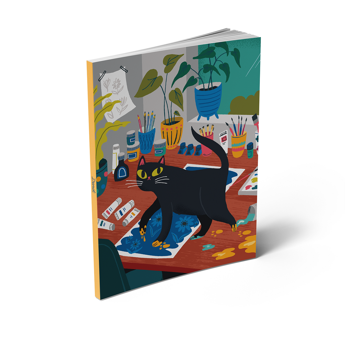 Art Cat Medium Layflat Notebook - Mixed Media
