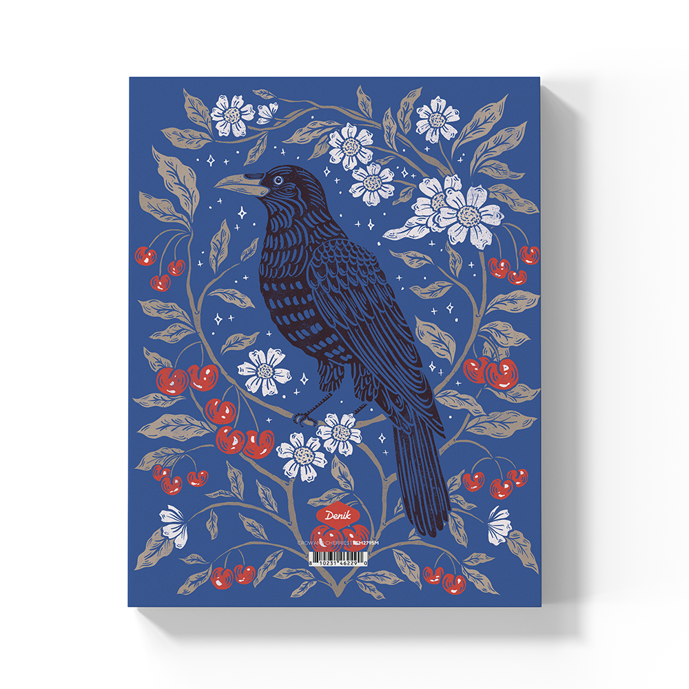 Crow and Cherries Medium Layflat Notebook - Mixed Media