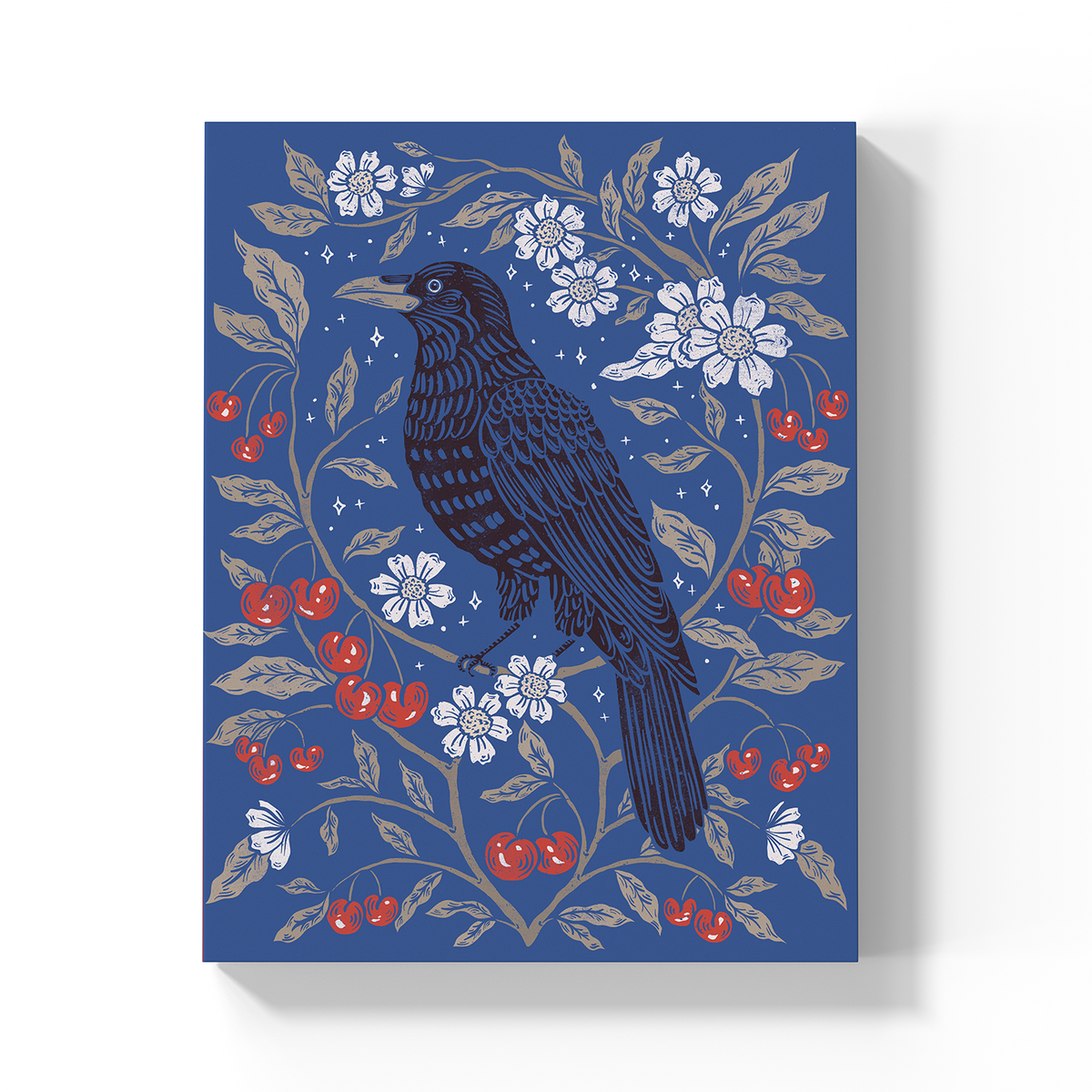 Crow and Cherries Medium Layflat Notebook - Mixed Media