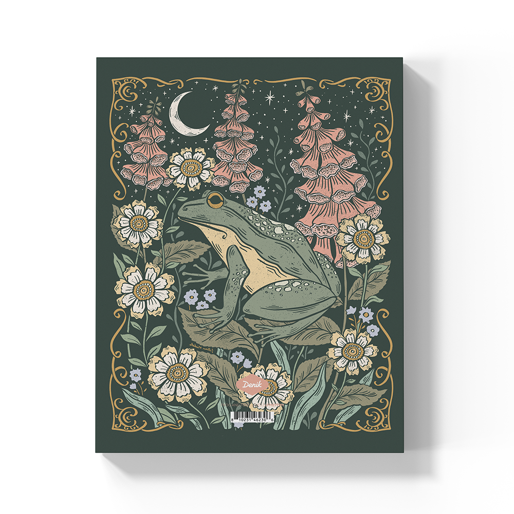 Frog and Foxgloves Medium Layflat Notebook - Mixed Media