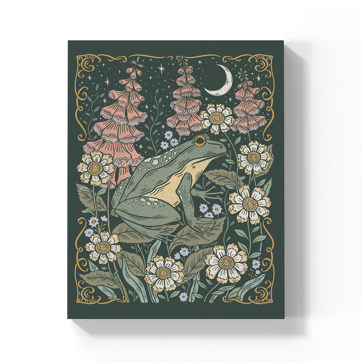 Frog and Foxgloves Medium Layflat Notebook - Mixed Media