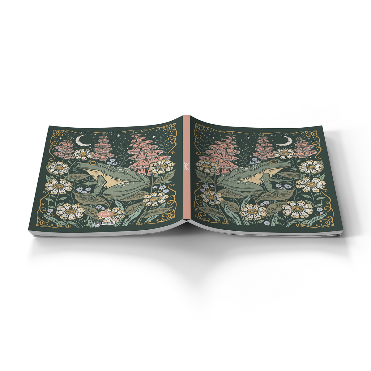 Frog and Foxgloves Medium Layflat Notebook - Mixed Media