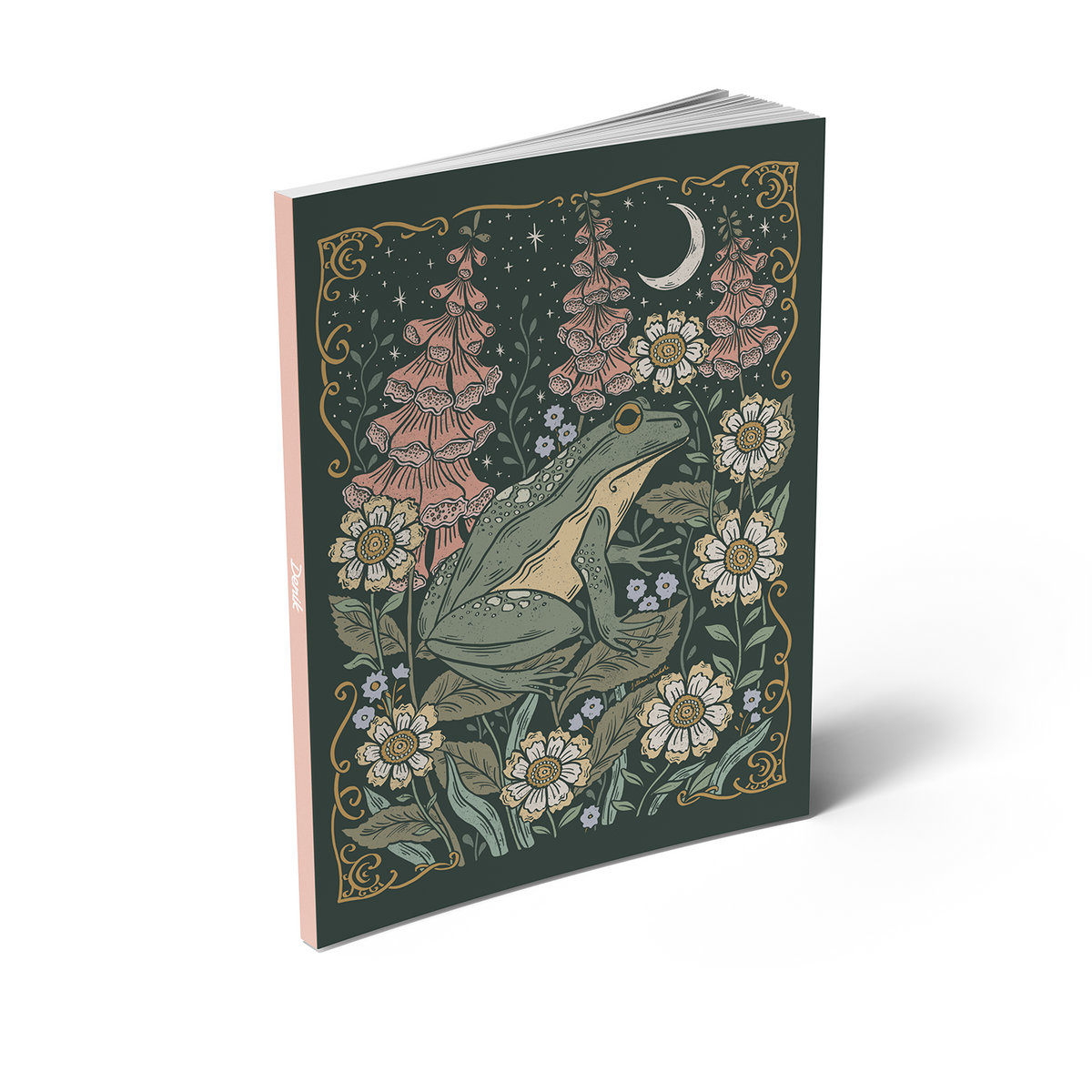 Frog and Foxgloves Medium Layflat Notebook - Mixed Media