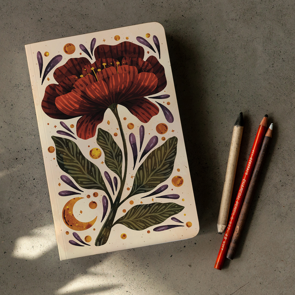 Burgundy Bloom Classic Layflat Notebook