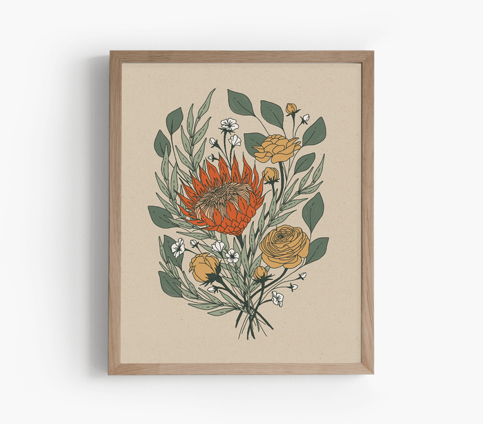 Protea Flowers Art Print